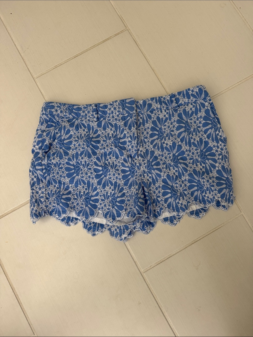 LOFT Blue Floral Lace Shorts